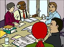 teachers in conference room