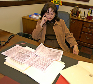 Teacher at her desk