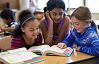 students reading