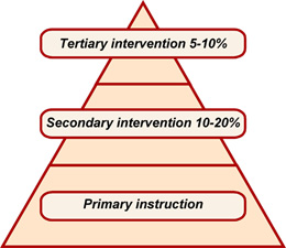 Primary intervention, secondary intervention, and tertiary instruction graphic