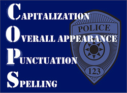 COPS (Capitalization, Overall appearance, punctuation, Spelling)