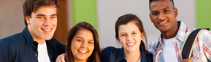 group of teenagers smiling at camera