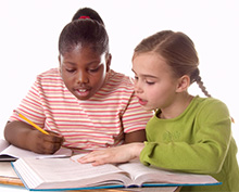 Two students reading