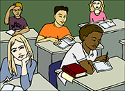 students working in the classroom