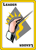 Leader card: yellow card with a hand waving a conductor's baton