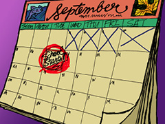 Calendar with a date for school starting circled in red.