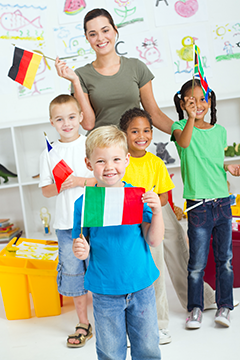 students with country flags