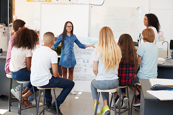 teacher leading class discussion